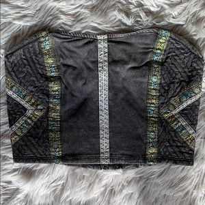 strapless halter top w/ gold and floral detailing